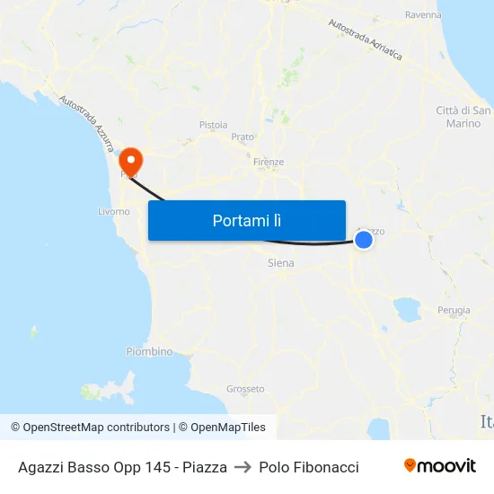 Agazzi Basso Opp 145 - Piazza to Polo Fibonacci map