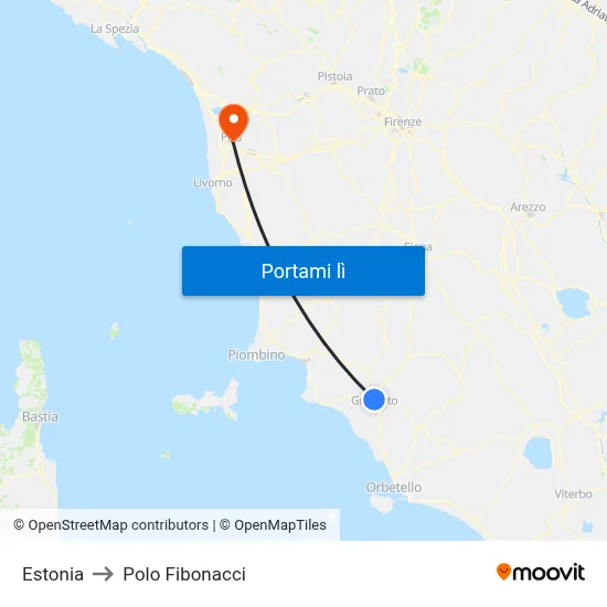 Estonia to Polo Fibonacci map