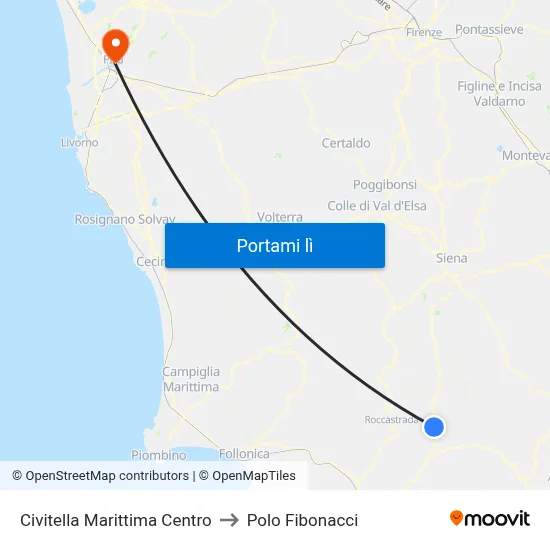 Civitella Marittima Centro to Polo Fibonacci map