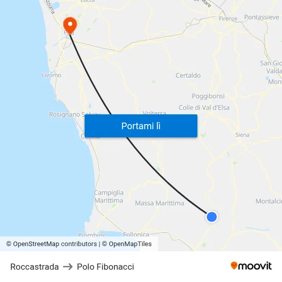 Roccastrada to Polo Fibonacci map