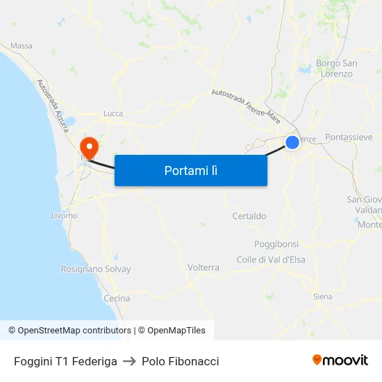 Foggini T1 Federiga to Polo Fibonacci map