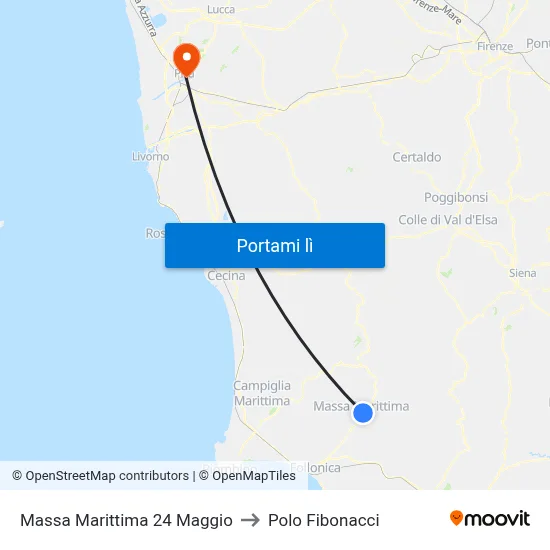 Massa Marittima 24 Maggio to Polo Fibonacci map