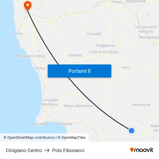 Cinigiano Centro to Polo Fibonacci map