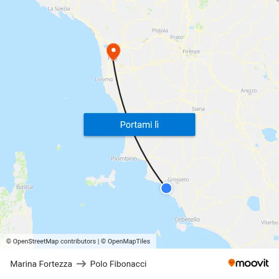 Marina Fortezza to Polo Fibonacci map