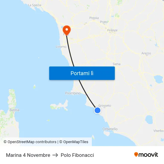Marina 4 Novembre to Polo Fibonacci map