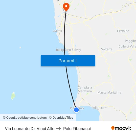Via Leonardo Da Vinci Alto to Polo Fibonacci map