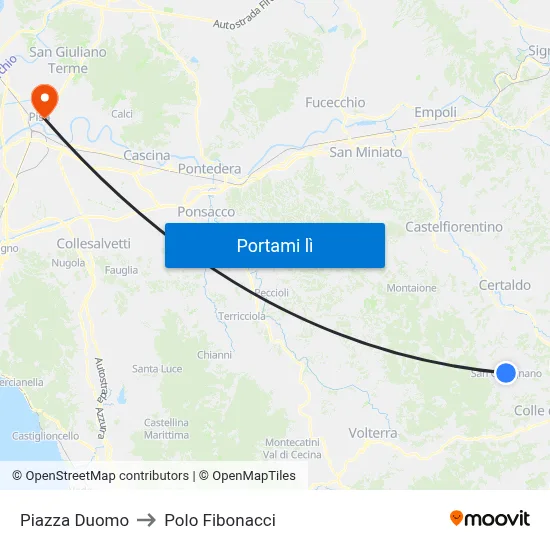 Piazza Duomo to Polo Fibonacci map