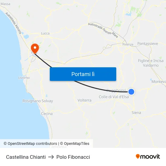 Castellina Chianti to Polo Fibonacci map