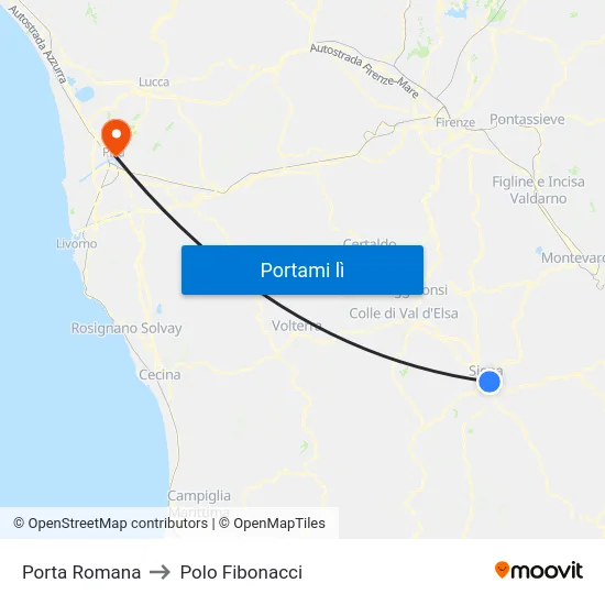 Porta Romana to Polo Fibonacci map