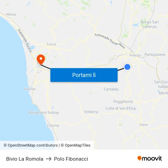 Bivio La Romola to Polo Fibonacci map