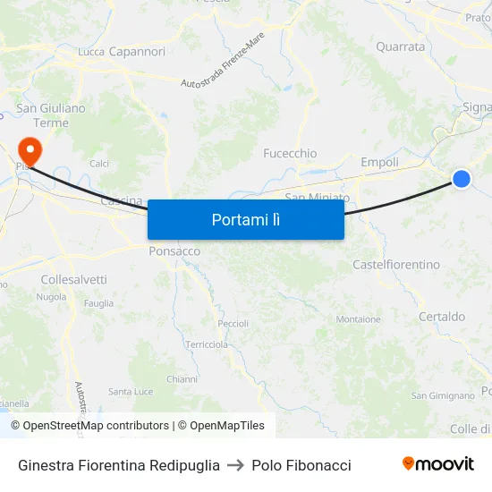 Ginestra Fiorentina Redipuglia to Polo Fibonacci map