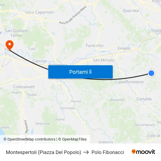 Montespertoli (Piazza Del Popolo) to Polo Fibonacci map