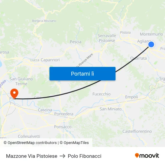 Mazzone Via Pistoiese to Polo Fibonacci map