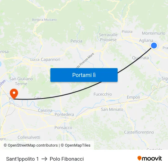 Sant'Ippolito 1 to Polo Fibonacci map