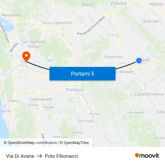 Via Di Avane to Polo Fibonacci map