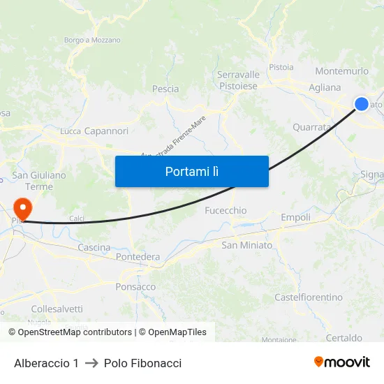 Alberaccio 1 to Polo Fibonacci map