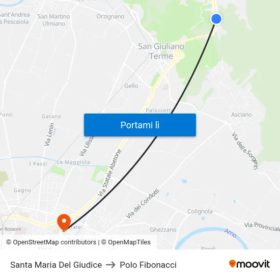 Santa Maria Del Giudice to Polo Fibonacci map