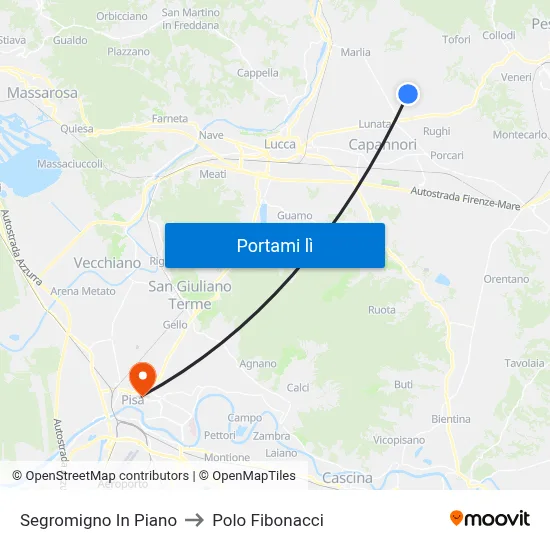 Segromigno In Piano to Polo Fibonacci map