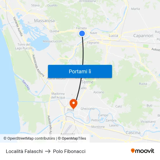 Località Falaschi to Polo Fibonacci map