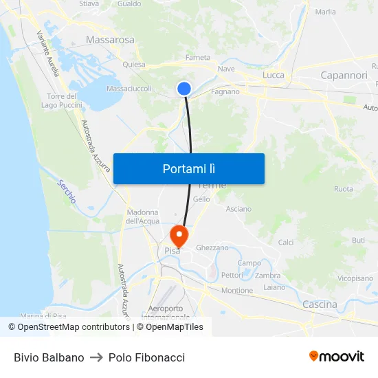 Bivio Balbano to Polo Fibonacci map