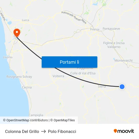 Colonna Del Grillo to Polo Fibonacci map