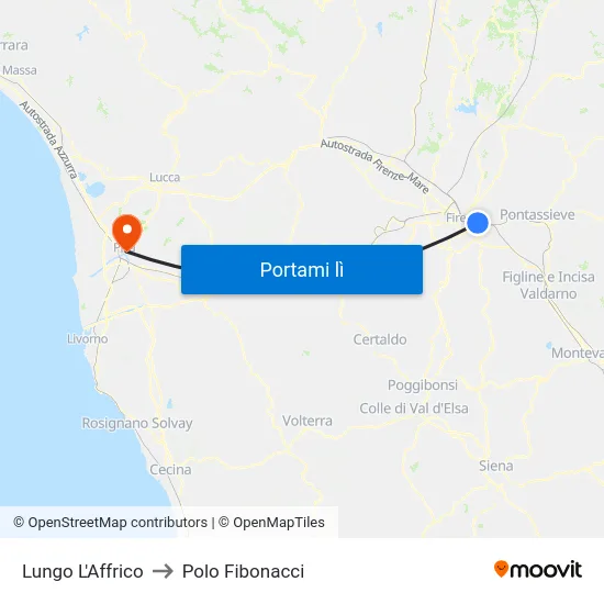 Lungo L'Affrico to Polo Fibonacci map