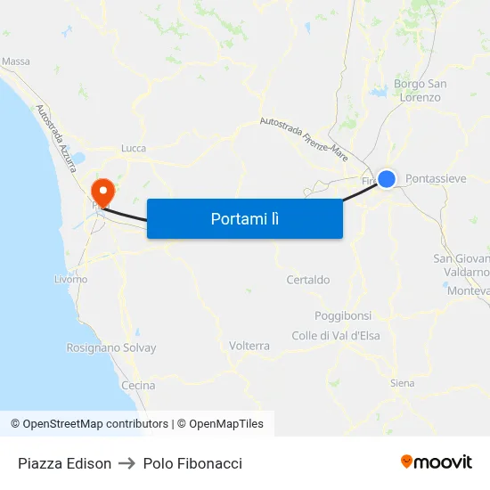 Piazza Edison to Polo Fibonacci map