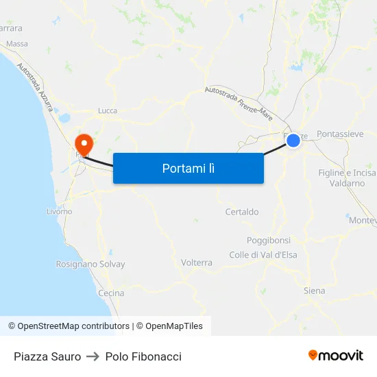 Piazza Sauro to Polo Fibonacci map