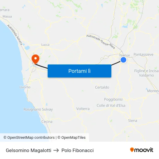 Gelsomino Magalotti to Polo Fibonacci map