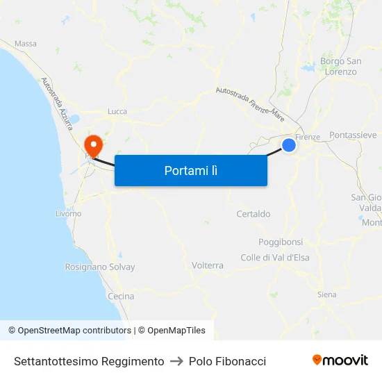 Settantottesimo Reggimento to Polo Fibonacci map