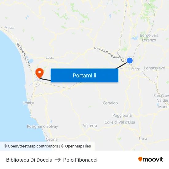 Biblioteca Di Doccia to Polo Fibonacci map