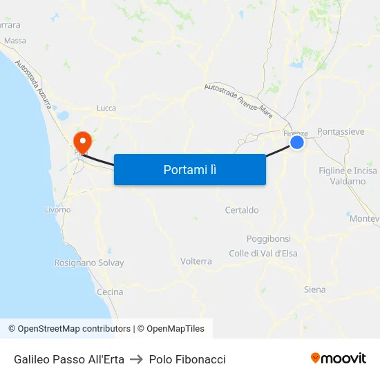 Galileo Passo All'Erta to Polo Fibonacci map