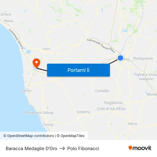 Baracca Medaglie D'Oro to Polo Fibonacci map