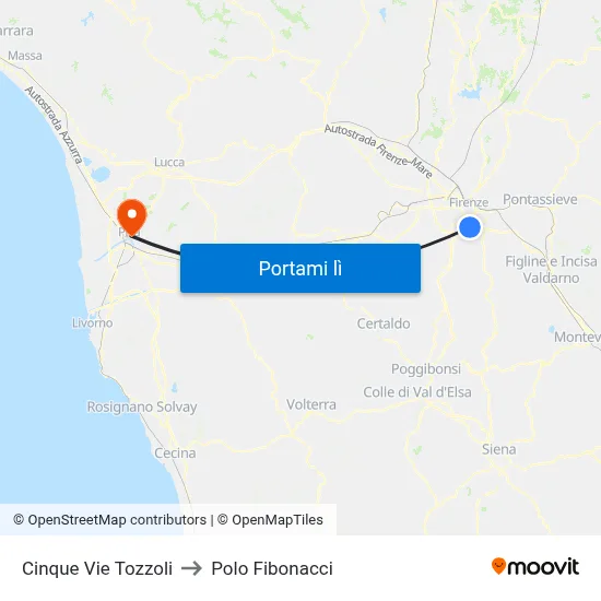 Cinque Vie Tozzoli to Polo Fibonacci map