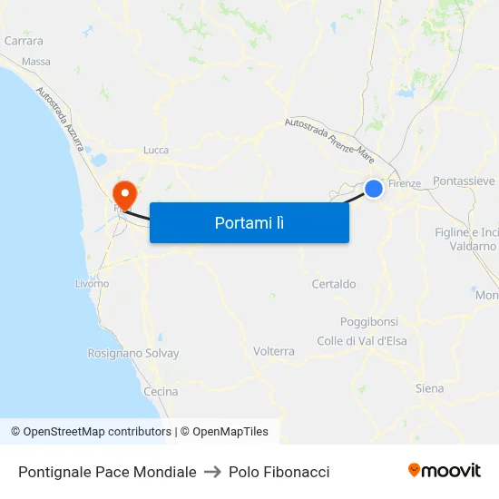 Pontignale Pace Mondiale to Polo Fibonacci map