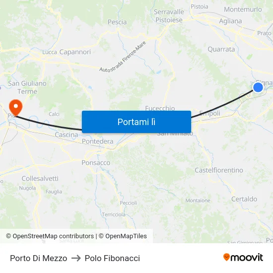 Porto Di Mezzo to Polo Fibonacci map