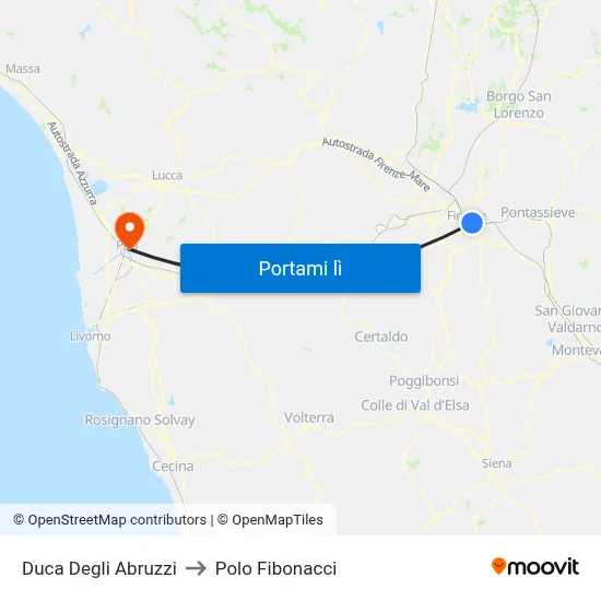 Duca Degli Abruzzi to Polo Fibonacci map