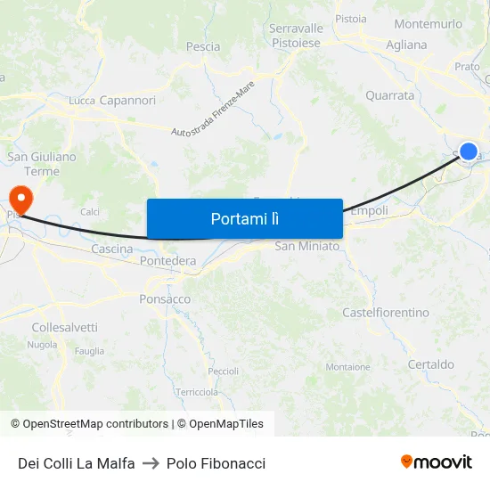 Dei Colli La Malfa to Polo Fibonacci map