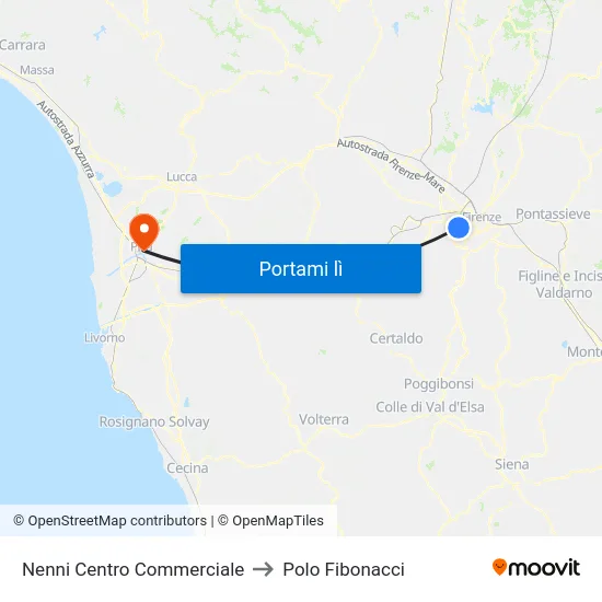Nenni Centro Commerciale to Polo Fibonacci map