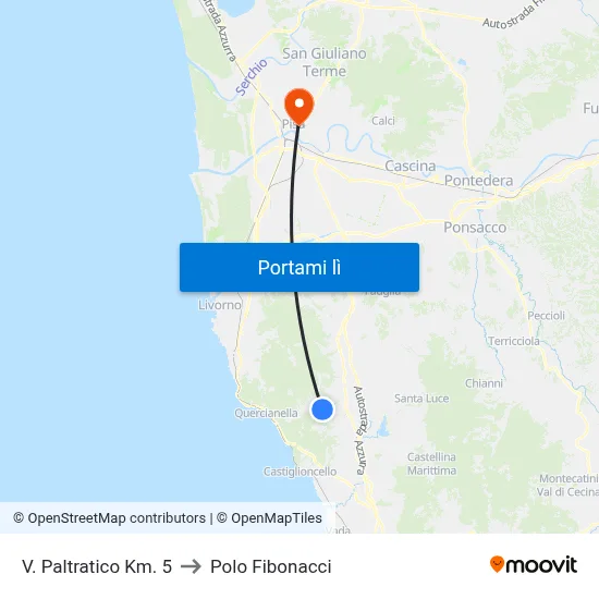 V. Paltratico Km. 5 to Polo Fibonacci map