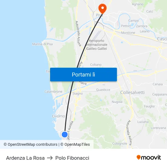Ardenza La Rosa to Polo Fibonacci map