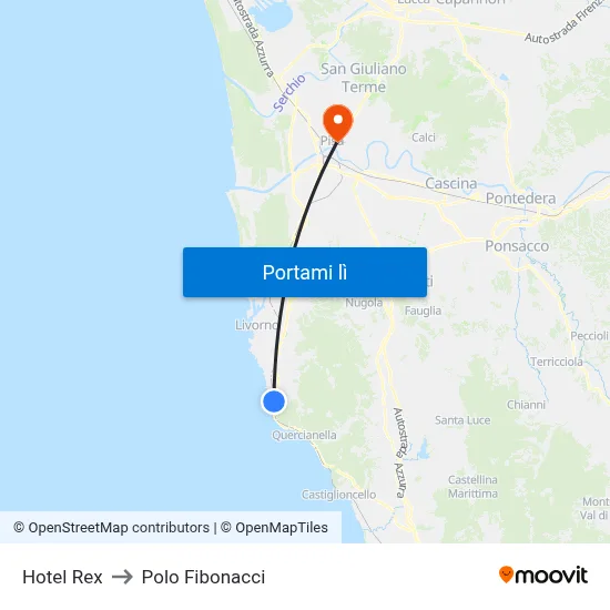 Hotel Rex to Polo Fibonacci map