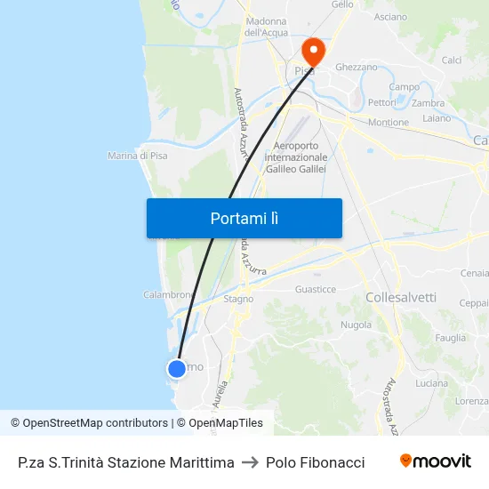 P.za S.Trinità Stazione Marittima to Polo Fibonacci map