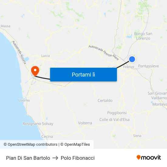 Pian Di San Bartolo to Polo Fibonacci map