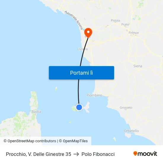 Procchio, V. Delle Ginestre 35 to Polo Fibonacci map