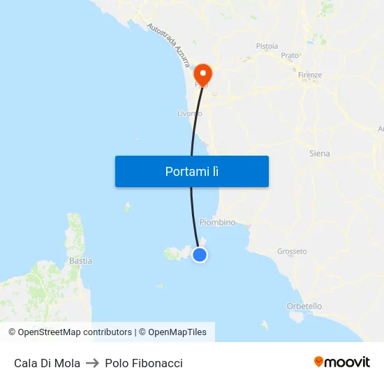 Cala Di Mola to Polo Fibonacci map