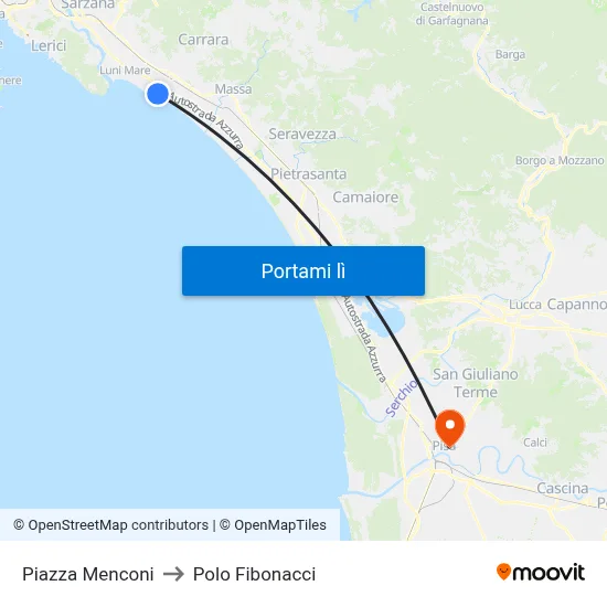 Piazza Menconi to Polo Fibonacci map
