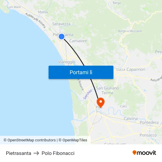 Pietrasanta to Polo Fibonacci map