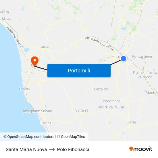 Santa Maria Nuova to Polo Fibonacci map