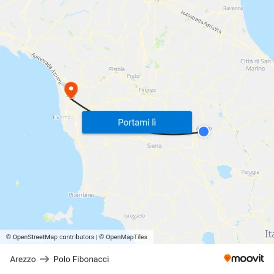 Arezzo to Polo Fibonacci map